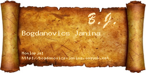 Bogdanovics Janina névjegykártya